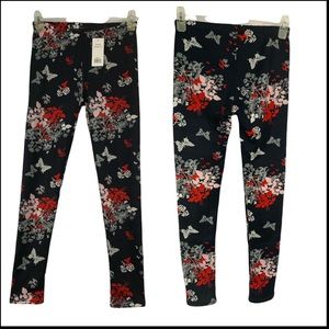 * New* Cozy Black Floral warmer Women  Leggings
